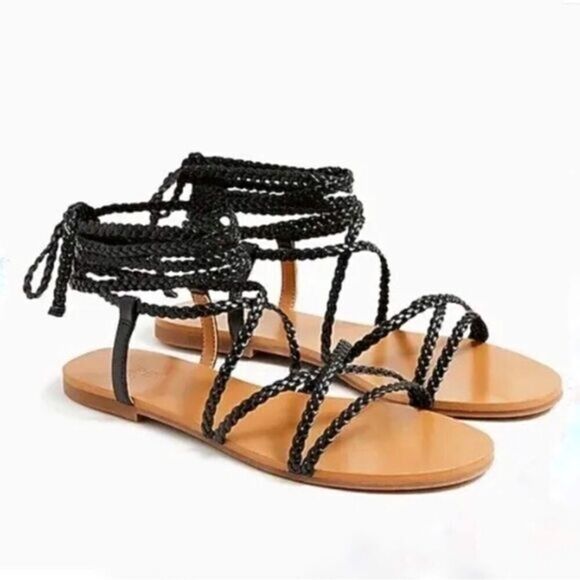 J. Crew Braided Ankle Wrap Sandals - Picture 1 of 4
